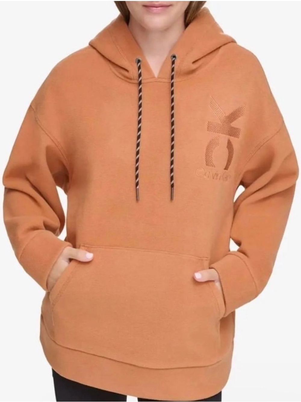 Calvin Klein Unisex Burnt Orange Crewneck Hooded Sweatshirt